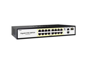 STEAMEMO 16 Port PoE+ Switch with 16 PoE+ 100Mbps Ports @ 200W Built-in Power + 2 Gigabit Uplink, 1 x 1G SFP, 802.3af/at, Extend to 250Meter, Unmanaged Metal Plug and Play STEAMEMO 16 Port PoE+ Switch with 16 PoE+ 100Mbps Ports @ 200W Built-in Power + 2 Gigabit Uplink, 1 x 1G SFP, 802.3af/at, Extend to 250Meter, Unmanaged Metal Plug and Play