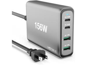 156W USB C Desktop Charger Station Super Fast Charging WOTOBEUS Multi Port PD 100W PPS45W QC4 18W Type C Power Adapter AC Cable for iPhone12/iPad/MacBook/Samsung GalaxyS21/Note20/10/Pixel Phone Laptop