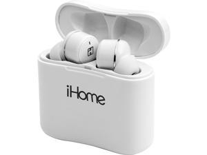 iHome XT-47 True Wireless Earbuds with Rechargeable Travel Case, Bluetooth Earphones with Microphone and Touch Control, White