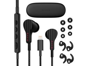 Rayz Smart Lightning Headphones Earphones TangleFree Wired Earbuds with Microphone and Volume Control Compatible with iPhone 11 Pro Max XXS MaxXR 8P 7P Customizable via App Black