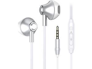 3.5mm Earphones Wired Earbuds Headphones with Microphone Compatible with Galaxy A52 A51 A31 A21S A02 A12 A11 A10S S10 S9 S8 Plus J7 J3, Moto G Power G Fast G Stylus G8 G7 Plus, LG K31 K22 K51 (White)