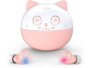 Kids Wireless Earbuds TWS Bluetooth 50 Headphones Touch Control with Pink Kitty Wireless Charging Case IPX5 Waterproof HiFi Stereo Headsets inEar Earphones Builtin Microphone