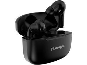 Wireless Earbuds with Microphones TWS Stereo Earphones Noise Cancelling Headset for Sport Home Office White IPX6 Waterproof Pianogic A2 in-Ear Bluetooth with Charging Case Long Playtime 