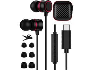 TITACUTE Galaxy S21 Earbuds USB C Headphones with Microphone Noise Cancelling Headphones Stereo Sound Wired in Ear Type C Earphones Compatible with Samsung S20 S21 OnePlus 8T 8 9 Pro Pixel 5 Black