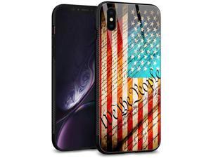 iPhone Xs CaseiPhone X CasesTempered Glass Back Shell Pattern Designed Cool with Soft TPU Bumper Case for Apple iPhone XXS Cases US Constitution Overtop American Flag
