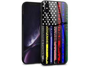 iPhone Xs CaseiPhone X Cases Tempered Glass Back Shell Pattern Designed with Soft TPU Bumper Case for Apple iPhone XXS Cases Colorful American Flag