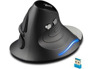 Wireless Vertical Mouse,2021 Ergonomic Design USB LED Optical Mouse with 6 Buttons and 3 Adjustable Sensitivity 1000/1600/2400 DPI for Computer,Black\u2026