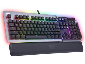 Thermaltake Argent K5 RGB Gaming Keyboard (Blue Switch), Aluminum and Streamlined Titanium Design, 16.8 Million RGB Color, Anti-ghosting, Magnetic Synthetic Leather Wrist Rest, GKB-KB5-BLSRUS-01