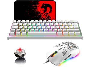 Mechanical Keyboard and Mouse Combo,RGB Backlit 60 Percent Keyboard,Lightweight Gaming Mouse,62 Keys Wired Gaming Keyboard 12000 DPI Mice for Windows & PC Gamers (White/Red Switch)