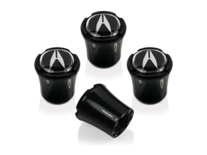 Acura Silver Logo 4 Black ABS Tire Stem Valve Caps