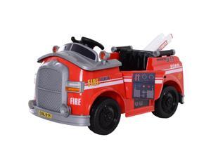 Aosom Kids Ride-On Fire Truck Car Pretend Play Toy Car 6V with Parental Remote Control, Safety Belt, Realistic Lighting, working steering wheels, horn and lift ladder (Red) Aosom Kids Ride-On Fire Truck Car Pretend Play Toy Car 6V with Parental Remote Control, Safety Belt, Realistic Lighting, working steering wheels, horn and lift ladder (Red)