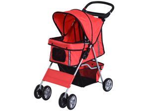 4 Wheel Pet Stroller Pet Walker Sunshade Canopy Folding w/ Brake 4 Wheel Pet Stroller Pet Walker Sunshade Canopy Folding w/ Brake