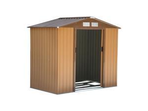 Outsunny 9x6ft Metal Outdoor Utility Storage Tool Shed Kit Backyard Garden - Brown Outsunny 9x6ft Metal Outdoor Utility Storage Tool Shed Kit Backyard Garden - Brown
