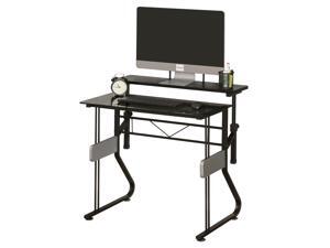 HOMCOM Computer Table Writing Desk Height Adjustable Monitor Stand with Foot Pads Home Office Workstation, Black HOMCOM Computer Table Writing Desk Height Adjustable Monitor Stand with Foot Pads Home Office Workstation, Black