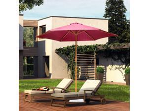 f9' x 8'H Wooden Round Market Po Sun Umbrella Garden Parasol Outdoor Sunshade f9' x 8'H Wooden Round Market Po Sun Umbrella Garden Parasol Outdoor Sunshade
