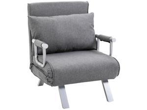 HOMCOM Adjustable Folding Convertible Single Sleeper Sofa Bed Chair Lounge Couch with Pillow (Light Grey) HOMCOM Adjustable Folding Convertible Single Sleeper Sofa Bed Chair Lounge Couch with Pillow (Light Grey)