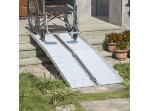 HOMCOM 6ft Wheelchair Ramp Foldable Portable Scooter Mobility Easy Access Carrier Ramp with Carrying Handle Aluminum Alloy HOMCOM 6ft Wheelchair Ramp Foldable Portable Scooter Mobility Easy Access Carrier Ramp with Carrying Handle Aluminum Alloy