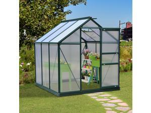 Outsunny 6'x6'x7' Walk-in Garden Greenhouse Polycarbonate Panels Plants Flower Growth Shed Outdoor Warm House Portable Aluminum Frame Outsunny 6'x6'x7' Walk-in Garden Greenhouse Polycarbonate Panels Plants Flower Growth Shed Outdoor Warm House Portable Aluminum Frame