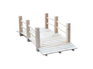 Wood Garden Bridge Outdoor Arch Bridge Landscape Side Rails (5 ft)