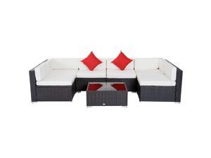 Outsunny 7 Pieces Garden Wicker Sectional Sofa Set Patio Outdoor Furniture All Weather with Cushion Cream White Outsunny 7 Pieces Garden Wicker Sectional Sofa Set Patio Outdoor Furniture All Weather with Cushion Cream White