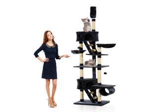 94"-102" Huge Cat Tree Ceiling High Cat Tower Multilevel Playhouse Dark Grey 94"-102" Huge Cat Tree Ceiling High Cat Tower Multilevel Playhouse Dark Grey