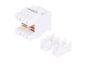 CAT6 Keystone Jack, Snap-In, 180-Degree Termination, Thermoplastic , White, 15-Pack, CE Compliant