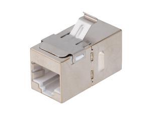 NavePoint CAT6A FTP Inline Keystone Coupler, RJ45 Female to RJ45 Female, 10 pack, Silver