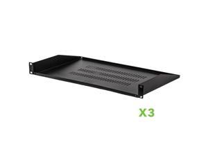 650mm NavePoint Sliding Rack Vented Server Shelf 1U 19 Inch 4 Post Rack Mount 25.50 Inches Deep