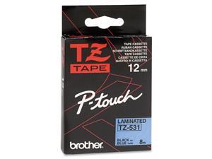 BRO 12MM GLOSS TZ BLACK ON BLUE TAPE
