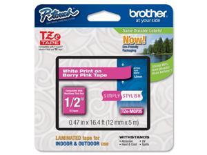 Brother TZe-MQP35 White on Berry Pink Label Tape