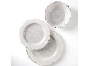 12 Pc Distressed Melamine Dinnerware Sets – Round Dinnerware Sets w/ Plates & Bowls