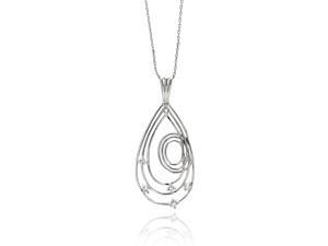 White Riverberry Rhodium Plated Clover Pendant Fashion Necklace