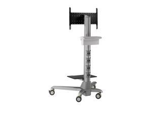 Mobile Media Conference Display Cart for a Computer Monitor or TV Display. Touch Lift technology for easy height adjustment. Storage bin and equipment shelf included.