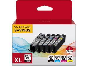 MX922 Ink Cartridges Replacement for Canon PGI250XL CLI251XL 250 XL 251 XL Ink Cartridge for PIXMA MX922 MX920 MG5520 MG5420 MG7520 IX6820 Series Printer 5 Pack Combo High Capacity