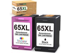 Palmtree Remanufactured HP 65 Ink Cartridges Black Color Combo Pack Replacement for HP 65XL 65 XL for HP Envy 5055 Ink Cartridges 5052 5058 DeskJet 3755 2655 2652 3752 3700 Printer 1 Black 1 Color