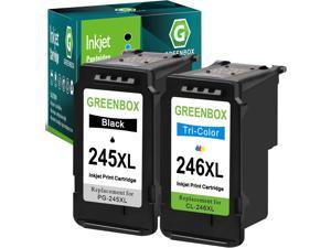 GREENBOX Remanufactured Ink Cartridges 245 and 246 Replacement for Canon PG245XL CL246XL PG243 CL244 for Canon PIXMA MX492 MX490 MG2920 MG2922 MG2420 IP2820 Printer 1 Black 1 TriColor
