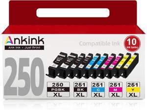 Ankink High Capacity Compatible Canon PGI250XL CLI251XL Ink Cartridge Fit PIXMA MX922 MX920 MG5520 MG5420 MG7520 IX6820 Series Printer 250 XL PGBK 251 XL Black Cyan Magenta Yellow 10 Pack Combo