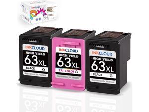 INKCLOUD Higher Yield 63XL Ink Cartridges Compatible with HP 63 Ink 63XL Work with HP OfficeJet 3830 4650 4655 5255 5258 Envy 4520 4512 4513 4516 DeskJet 1112 3630 2132 Printer2 Black 1 TriColor