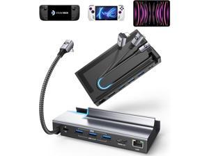 Steam Deck Dock 6 in 1 WARRKY 4K 60Hz AluminumFoldable Nylon Cable NonBlocking Vent HDMI 20 Gigabit Ethernet 100W PD Charging 3 USB 30 Compatible for ASUS ROG Ally iPad Laptop SteamDeck