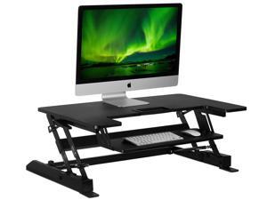 Mount-It! Standing Desk Converter with Gas Spring Riser | Wide 36 Inch Sit Stand Workstation | Black