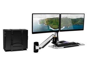 Mount-It! Sit Stand Dual Monitor Wall Mount Workstation with Articulating Keyboard Tray Arm and CPU Holder Mount-It! Sit Stand Dual Monitor Wall Mount Workstation with Articulating Keyboard Tray Arm and CPU Holder