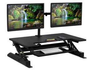 Mount-It! Standing Desk Converter with Bonus Dual Monitor Mount Included | Wide 36 Inch Platform