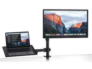 Mount-It! Monitor Desk Stand with Laptop Holder | Fits 17"-27" Computer Screens Mount-It! Monitor Desk Stand with Laptop Holder | Fits 17"-27" Computer Screens