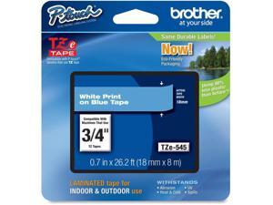 Brother P-Touch TZE-545 TZ Standard Adhesive Laminated Labeling Tape, 3/4w, White on Blue