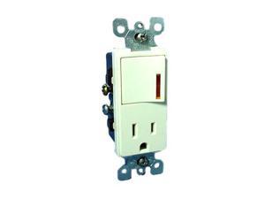 Leviton Almond Decora Lighted Rocker Wall Switch & Receptacle Outlet 15A 5647-A