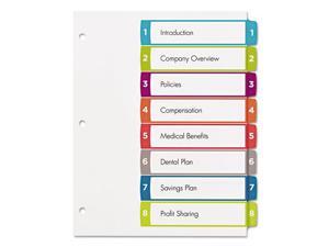 Avery Ready Index Table of Contents Dividers Multicolor Tabs 1-8 Letter 11841 Avery Ready Index Table of Contents Dividers Multicolor Tabs 1-8 Letter 11841