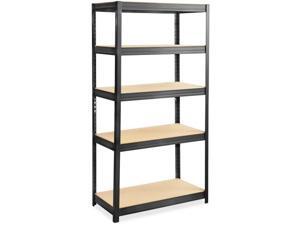 Boltless Steel/particleboard Shelving, Five-Shelf, 36w X 18d X 72h, Black Boltless Steel/particleboard Shelving, Five-Shelf, 36w X 18d X 72h, Black