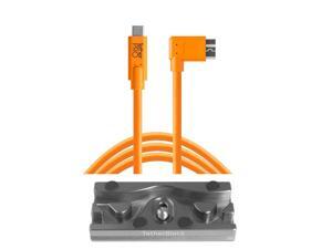 Tether Tools TetherBLOCK QR Plate, 15' USB-C to Micro-USB 3.0 B RA Cable, Orange Tether Tools TetherBLOCK QR Plate, 15' USB-C to Micro-USB 3.0 B RA Cable, Orange