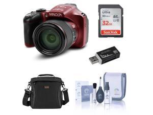 Minolta MN67Z 20MP Full HD Bridge Camera Red, Bundle With Accessory Kit #MN67ZRA