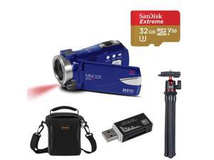 Minolta MN200NV 24MP FHD Night Vision Camcorder, Blue with Accessories Kit